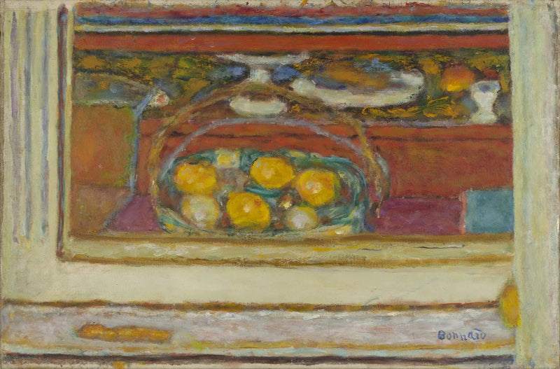 Fruktkurv reflektert i et speil - Pierre Bonnard