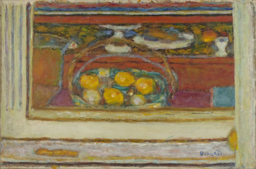 Fruktkurv reflektert i et speil - Pierre Bonnard