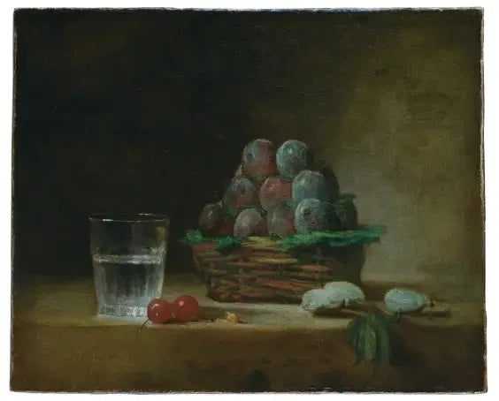 Sviskepanne, vannglass, kirsebær - Jean Siméon Chardin