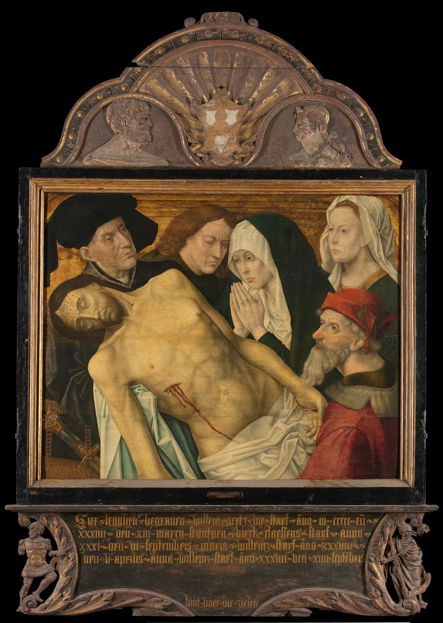 Senterpanel av et minne-triptyk, tidligere kalt Gertz minne-triptyk, med Lamentation - Hugo van der Goes