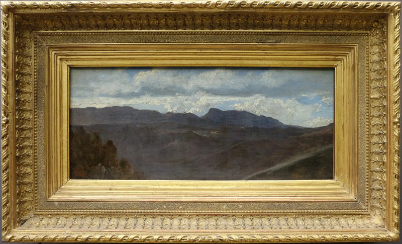 Panorama av den romerske landsbyen. Prenestini-fjellene sett fra Olevano - Jean-Baptiste Camille Corot
