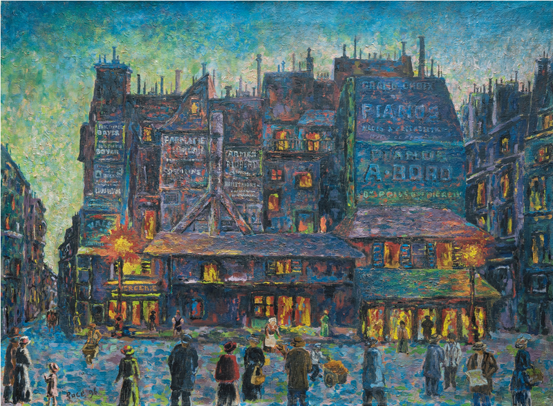 Paris, livlig gate om kvelden - Maximilien Luce