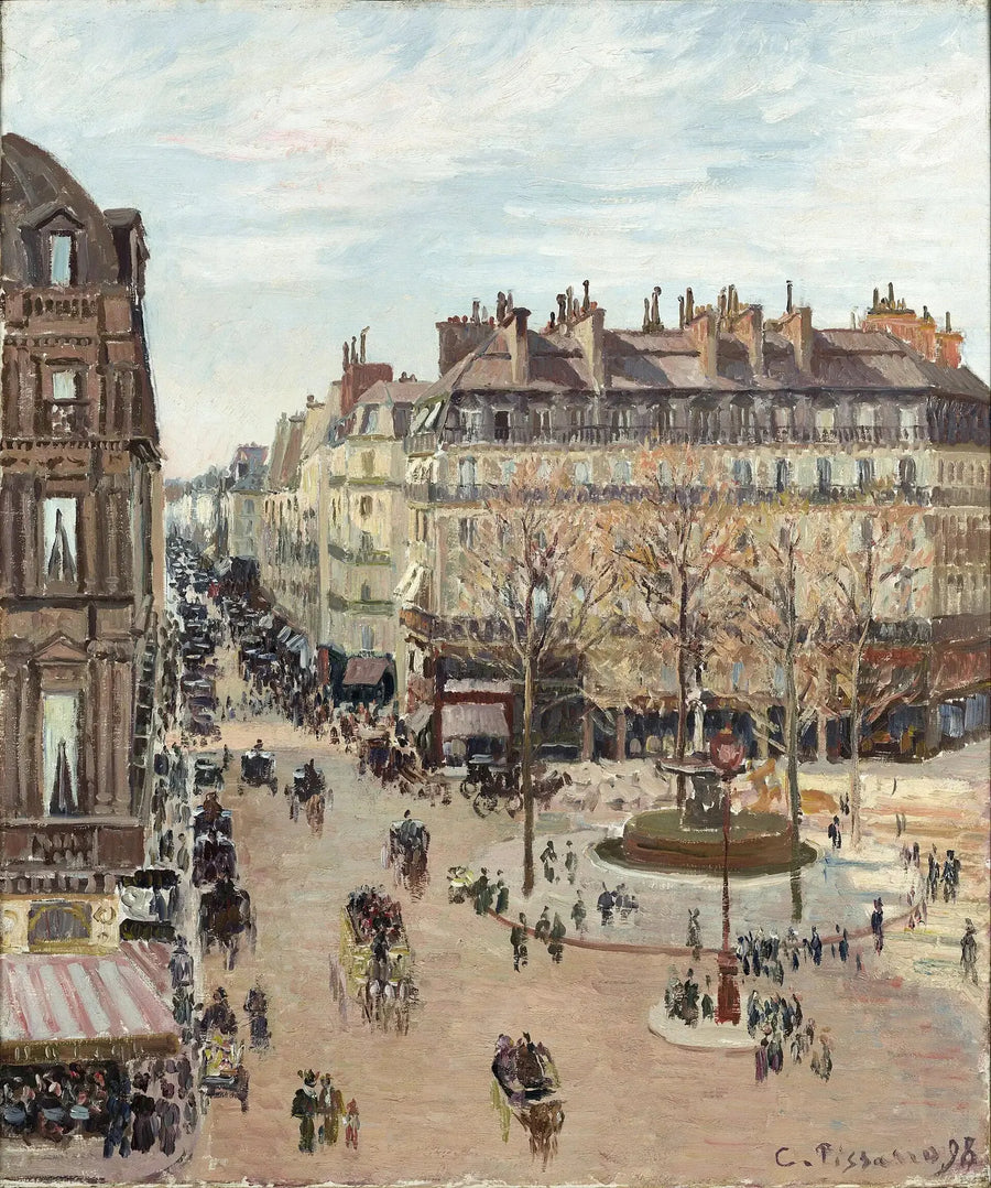 Paris, Rue Saint-Honoré, Solnedgang, Ettermiddag - Camille Pissarro