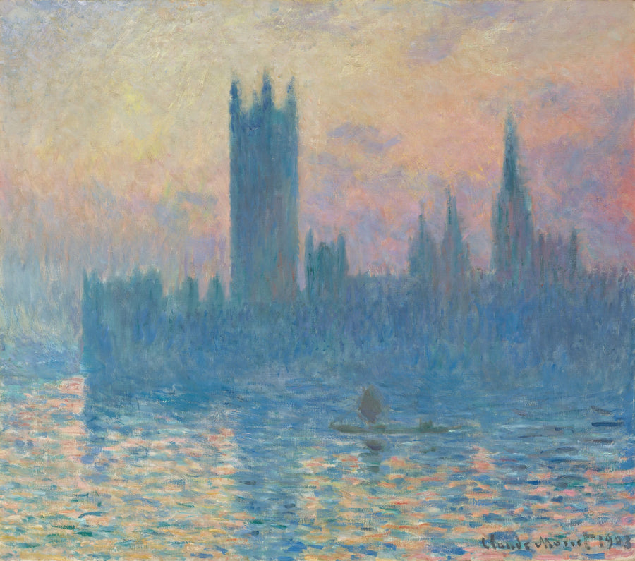 Parlamentet, solnedgang - Claude Monet
