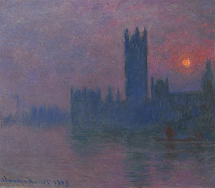 Parlamentet, solnedgang W1604 - Claude Monet