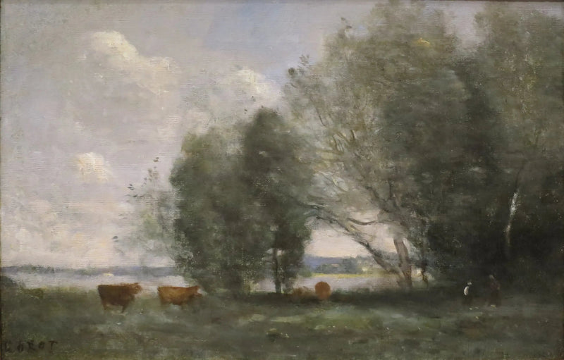 Beitemark ved vannkanten - Jean-Baptiste Camille Corot
