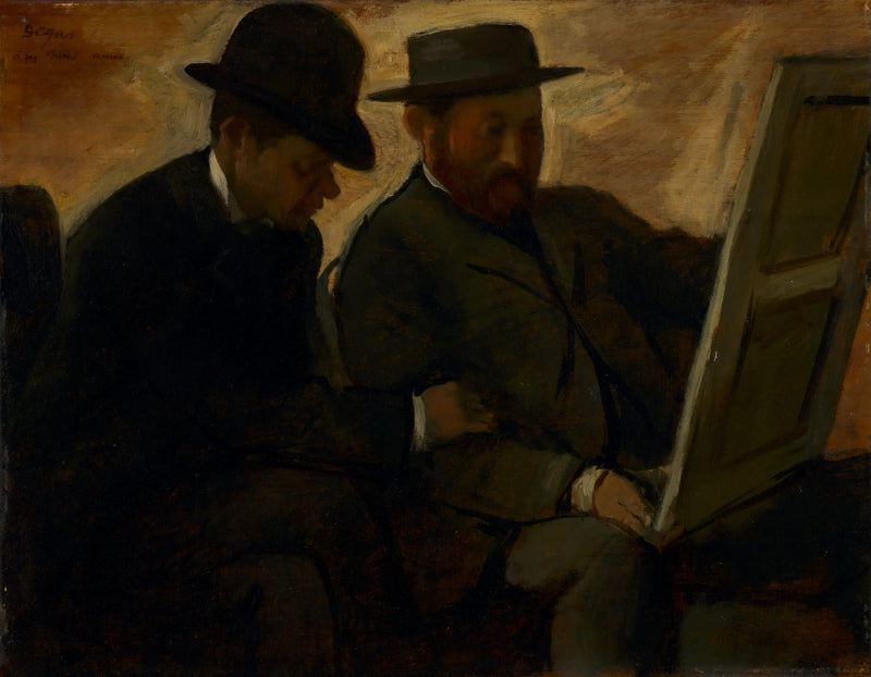 Paul Lafond og Alphonse Cherfils undersøker et maleri - Edgar Degas