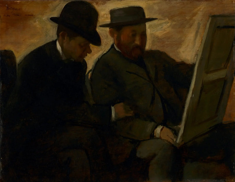 Paul Lafond og Alphonse Cherfils undersøker et maleri - Edgar Degas