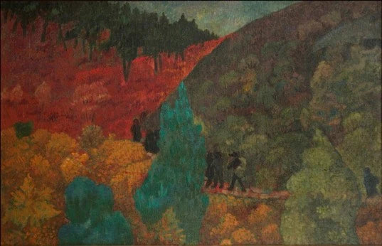 Bretons dans la lande, peinture de Paul Sérusier