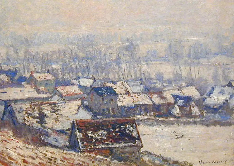 Landskap i Giverny, snøeffekt - Claude Monet