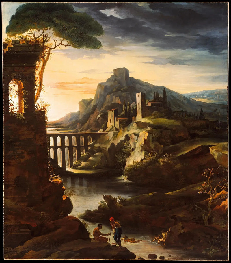 Landskap med akvedukt kalt Kvelden - Théodore Géricault