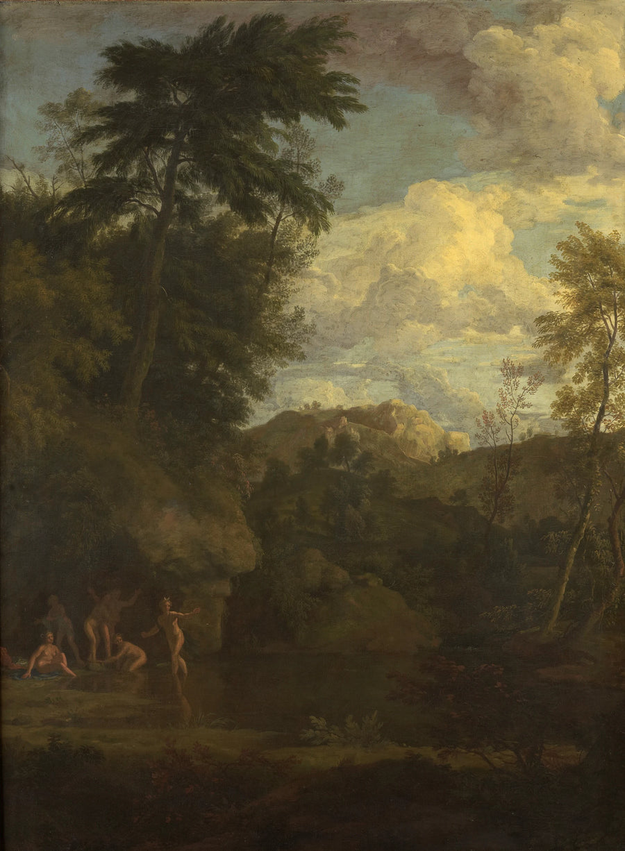 Paysage arcadien avec Diane au bain - Johannes Glauber