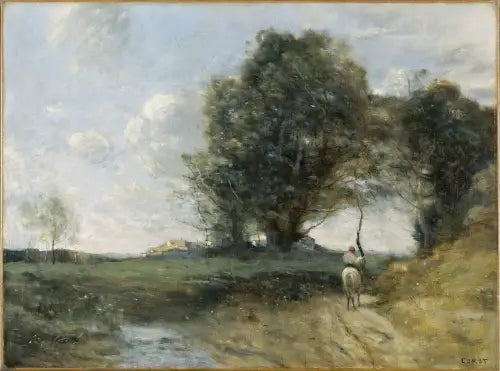 Landskap med ridder - Jean-Baptiste Camille Corot