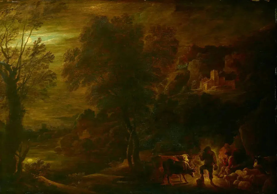 Landskap i måneskinn med hyrder ved bålet - David Teniers den Yngre

Source:
Paysage au clair de lune avec des bergers au feu - David Teniers le Jeune