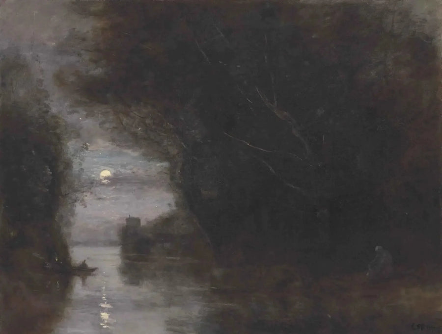 Landskap i måneskinn - Jean-Baptiste Camille Corot
