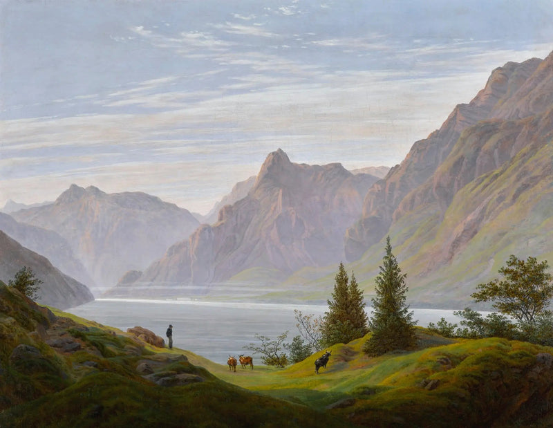 Fjellvannlandskap, morgen - Caspar David Friedrich
