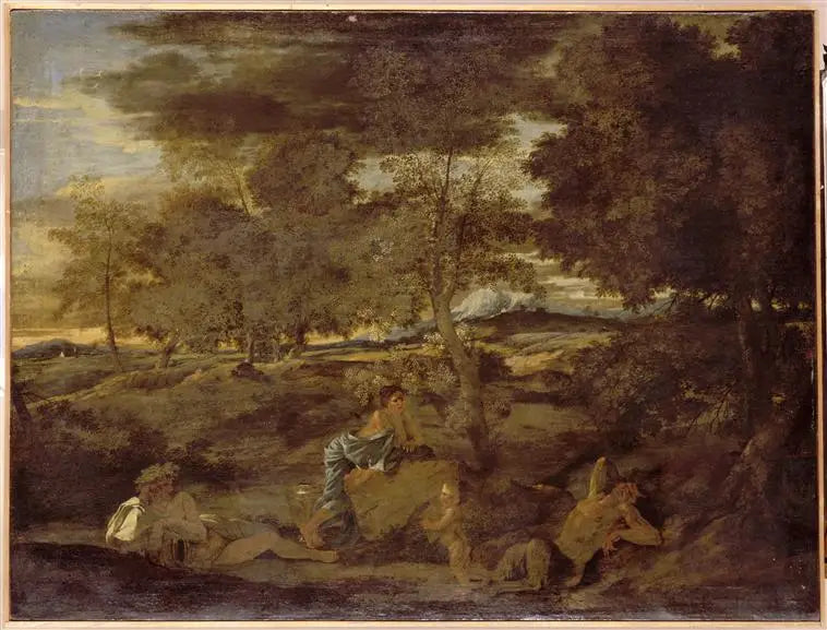 Landskap med en sovende satyr - Nicolas Poussin