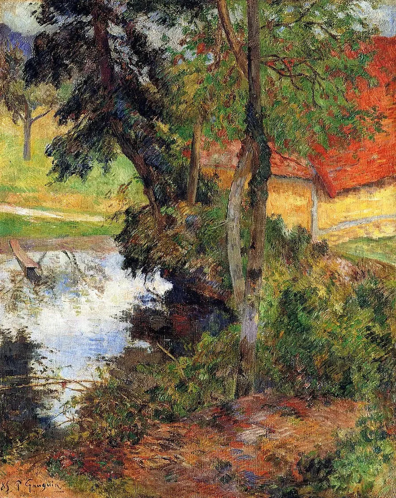 Landskap med rødt tak - Paul Gauguin