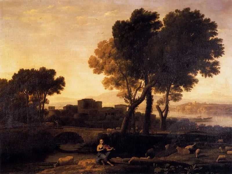 Landskap med Apollon som passer på flokkene til Admète og Merkur som stjeler dem - Claude Lorrain