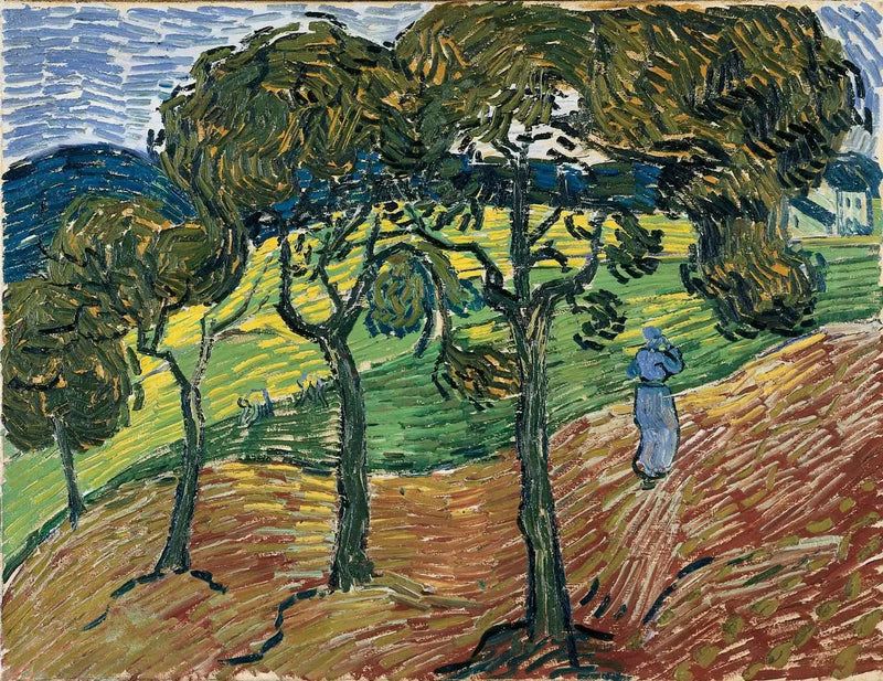 Landskap med trær og figurer - Vincent van Gogh
