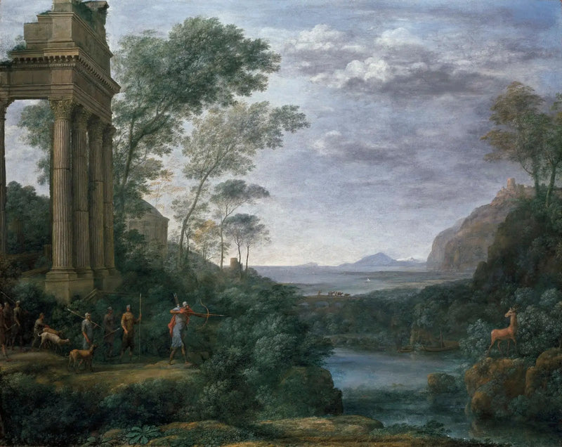 Landskap med Ascagne som avliver hjorten av Silvia - Claude Lorrain