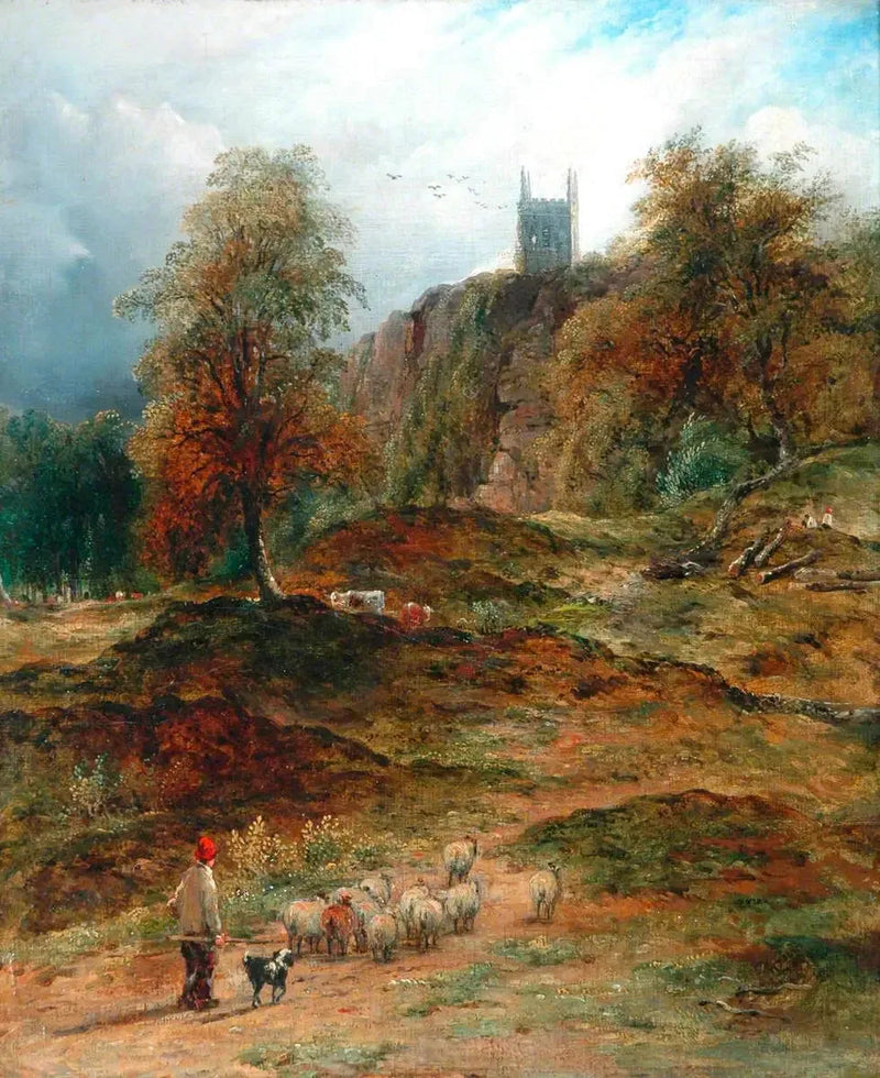 Landskap med hyrde som fører flokken hjem (Derbyshire) - John Constable