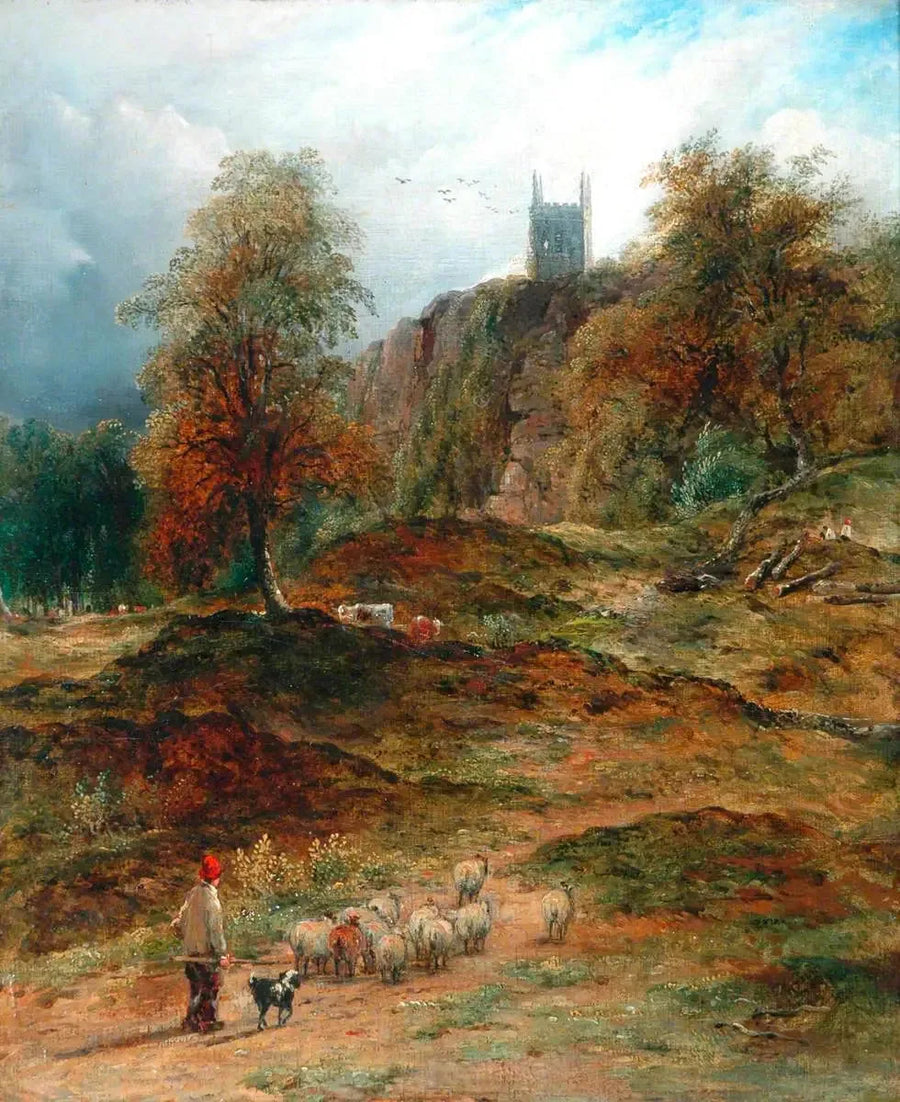 Landskap med hyrde som fører flokken hjem (Derbyshire) - John Constable