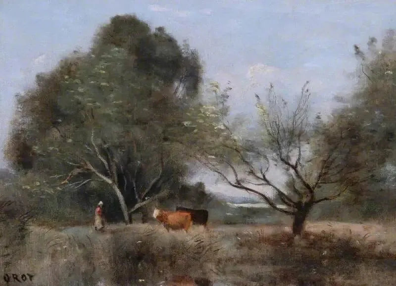 Landskap med husdyr - Jean-Baptiste Camille Corot