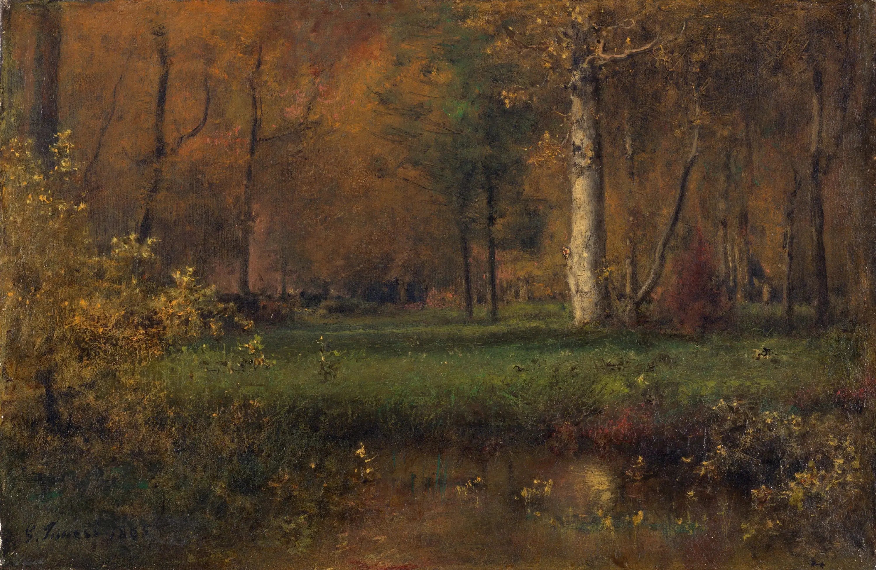 Paysage avec buisson jaune - George Inness image 1 tableau peint à l’huile sur toile