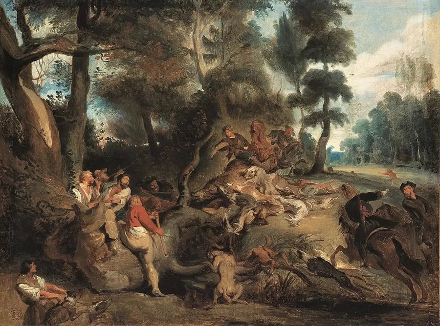 Landskap med villsvinjakt - Eugène Delacroix