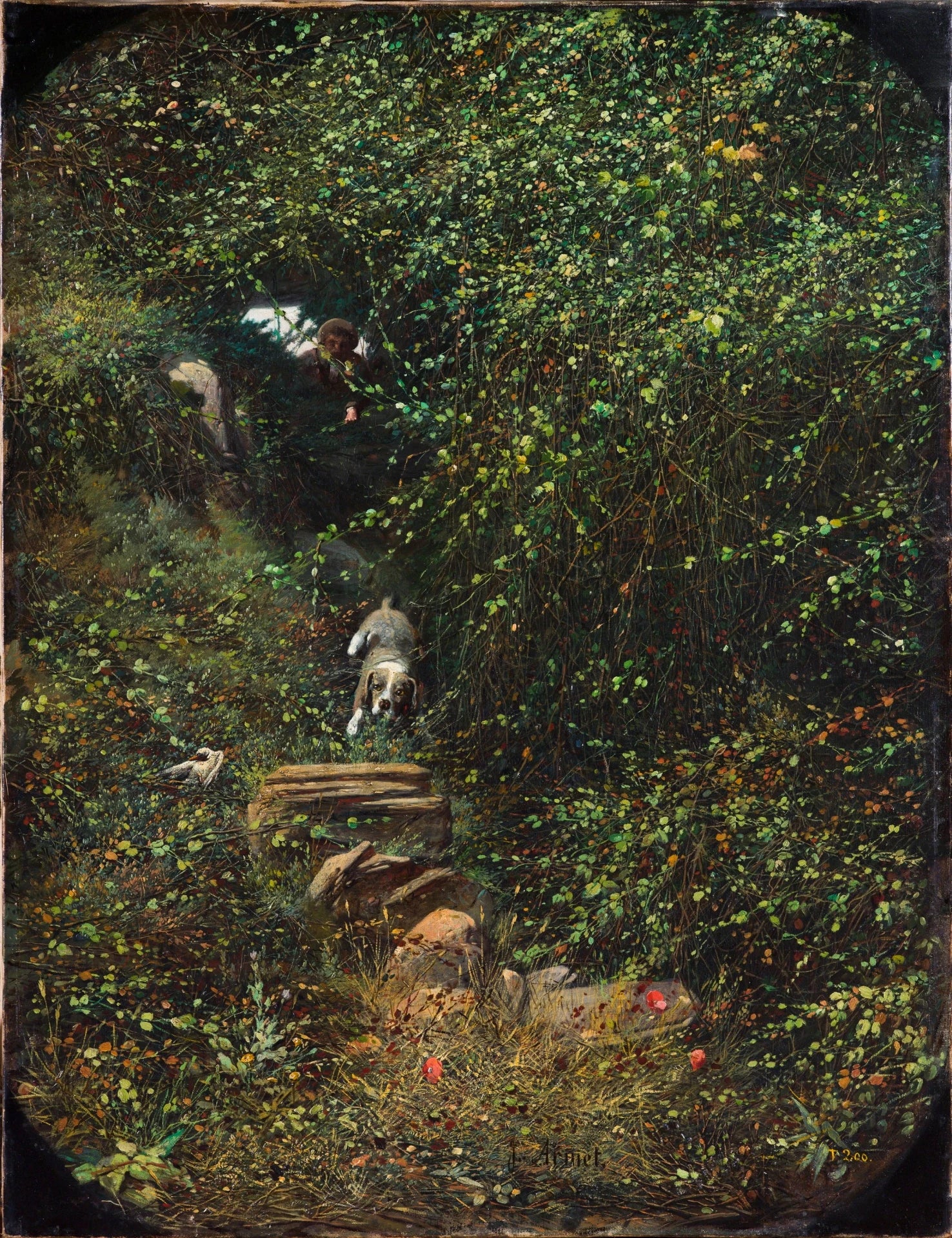 Paysage avec chasseur et chien - José Armet Portanell