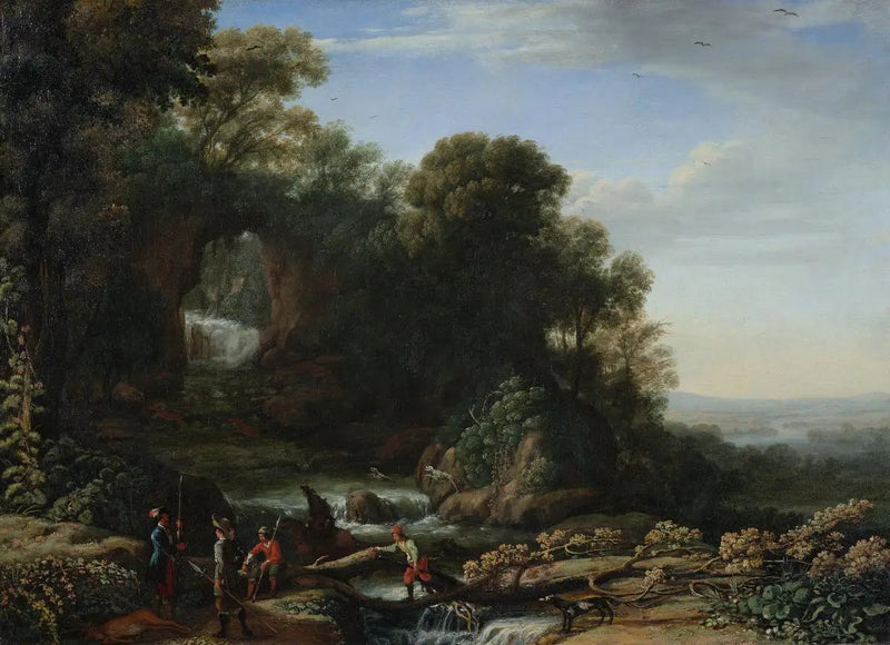 Landskap med fossefall og jegere - Claude Lorrain
