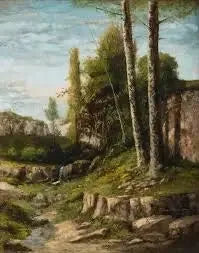 Landskap med tvillingtrær - Gustave Courbet