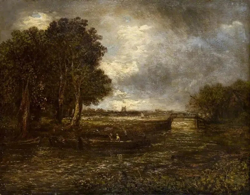 Landskap med lektere på en elv - John Constable