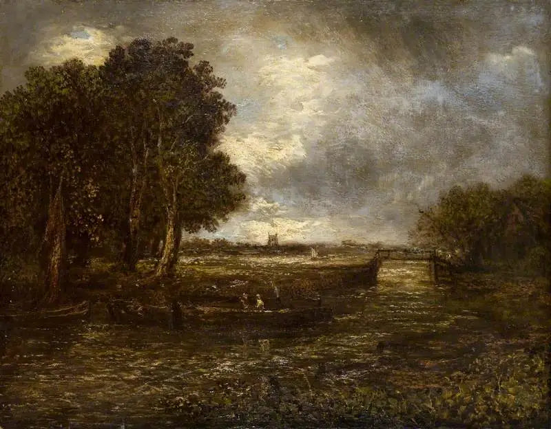 Landskap med lektere på en elv - John Constable