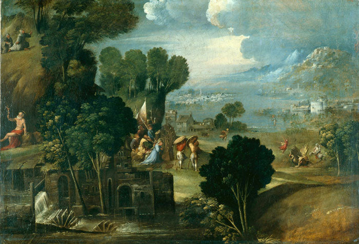 Paysage avec des saints - Dosso Dossi image 1 tableau peint à l’huile sur toile