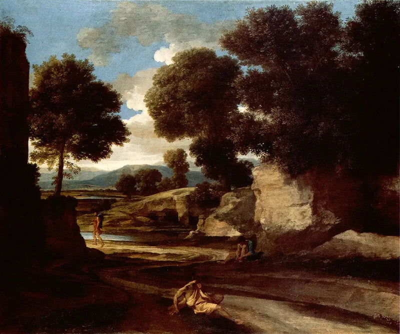  Landskap med reisende som hviler - Nicolas Poussin