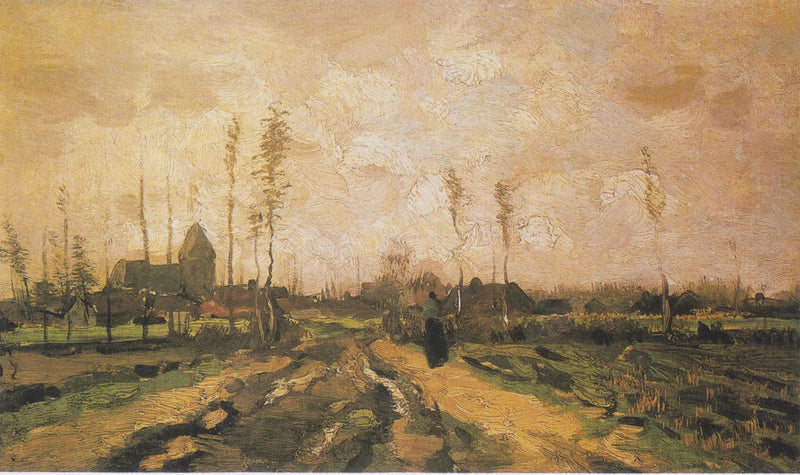 Landskap med kirke og hus - Vincent van Gogh