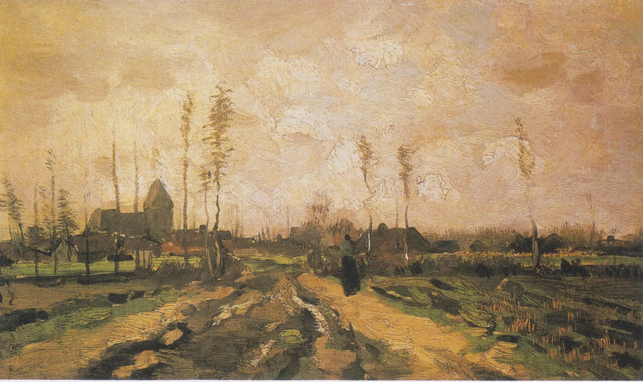 Landskap med kirke og hus - Vincent van Gogh