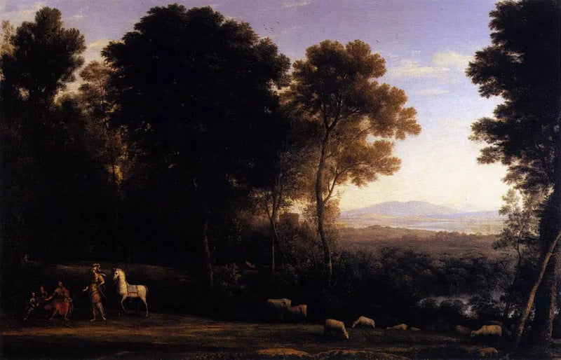 Landskap med Erminia i samtale med den gamle mannen og hans sønner - Claude Lorrain