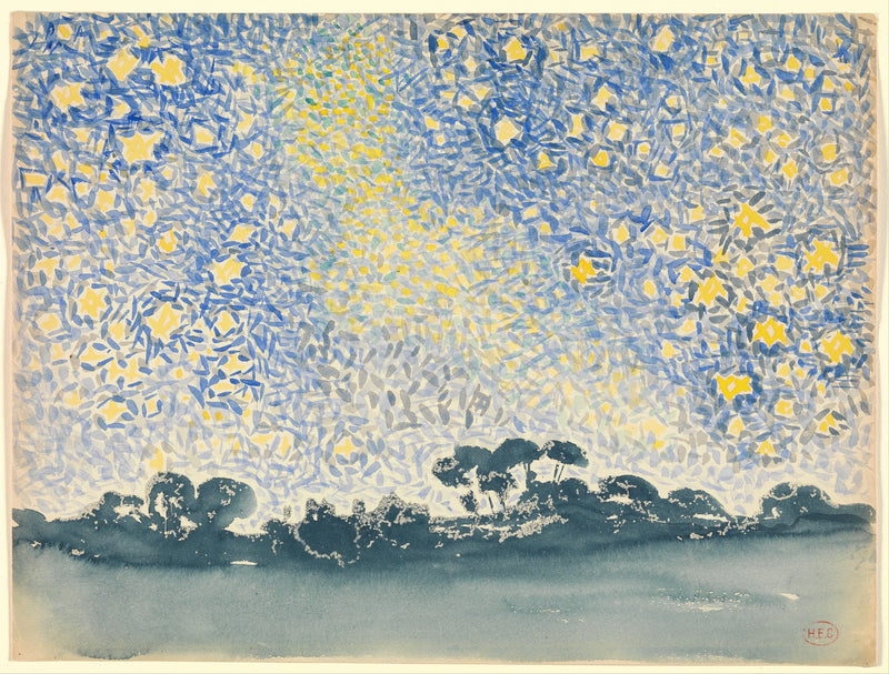  Landskap med stjerner - Henri-Edmond Cross
