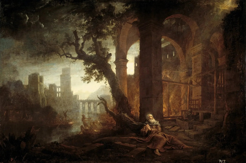 Landskap med fristelsen til den hellige Antonius - Claude Lorrain