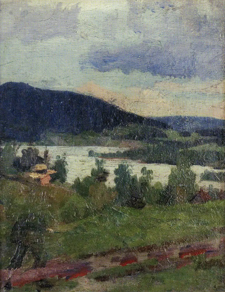 Landskap med innsjø og skog - Edvard Munch