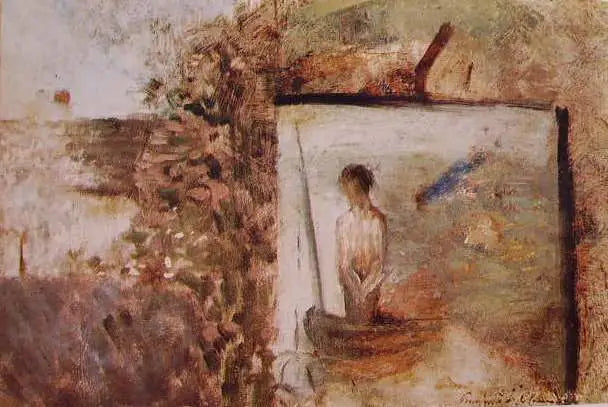 Landskap med ''Den fattige fiskeren'' av Puvis de Chavannes - Georges Seurat