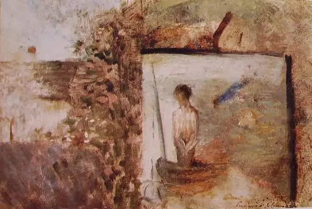 Landskap med ''Den fattige fiskeren'' av Puvis de Chavannes - Georges Seurat
