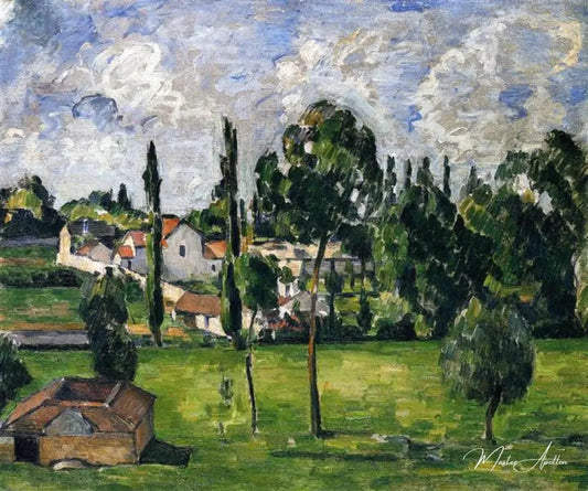 Paysage avec ligne d'eau, c.1879 - Paul Cézanne - Reproductions de tableaux et peintures haut de gamme