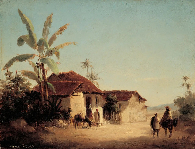 Landskap med hus og palmer - Camille Pissarro
