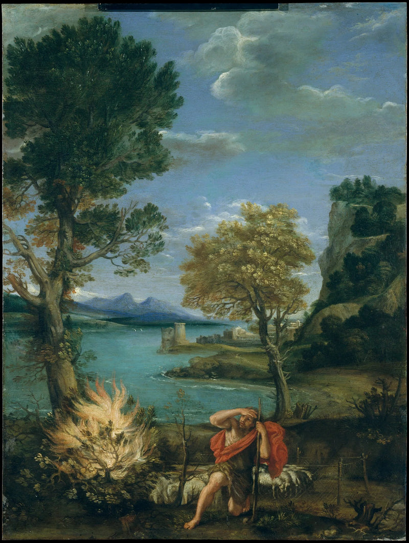 Landskap med Moses og den brennende busk - Domenichino