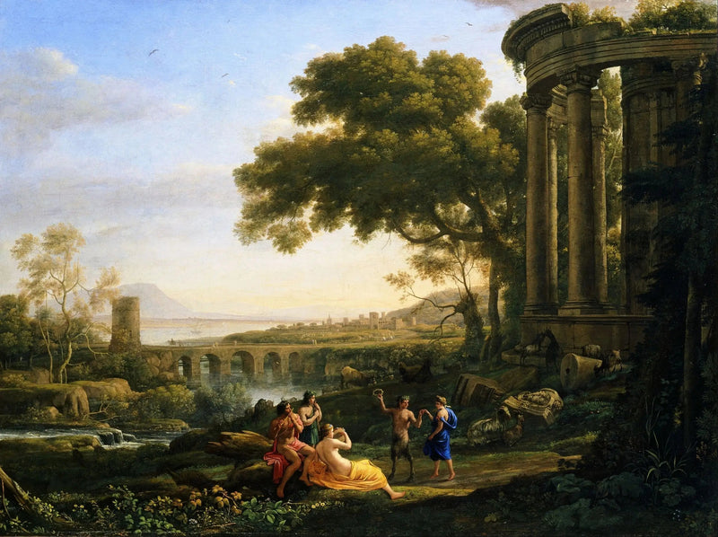 Landskap med nymfe og satyr som danser - Claude Lorrain