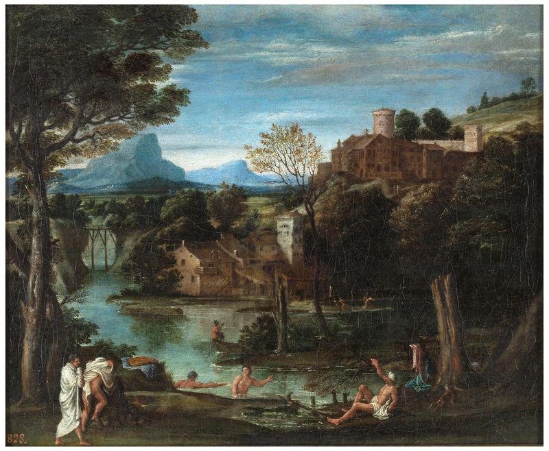  Landskap med elv og badende - Annibale Carracci
